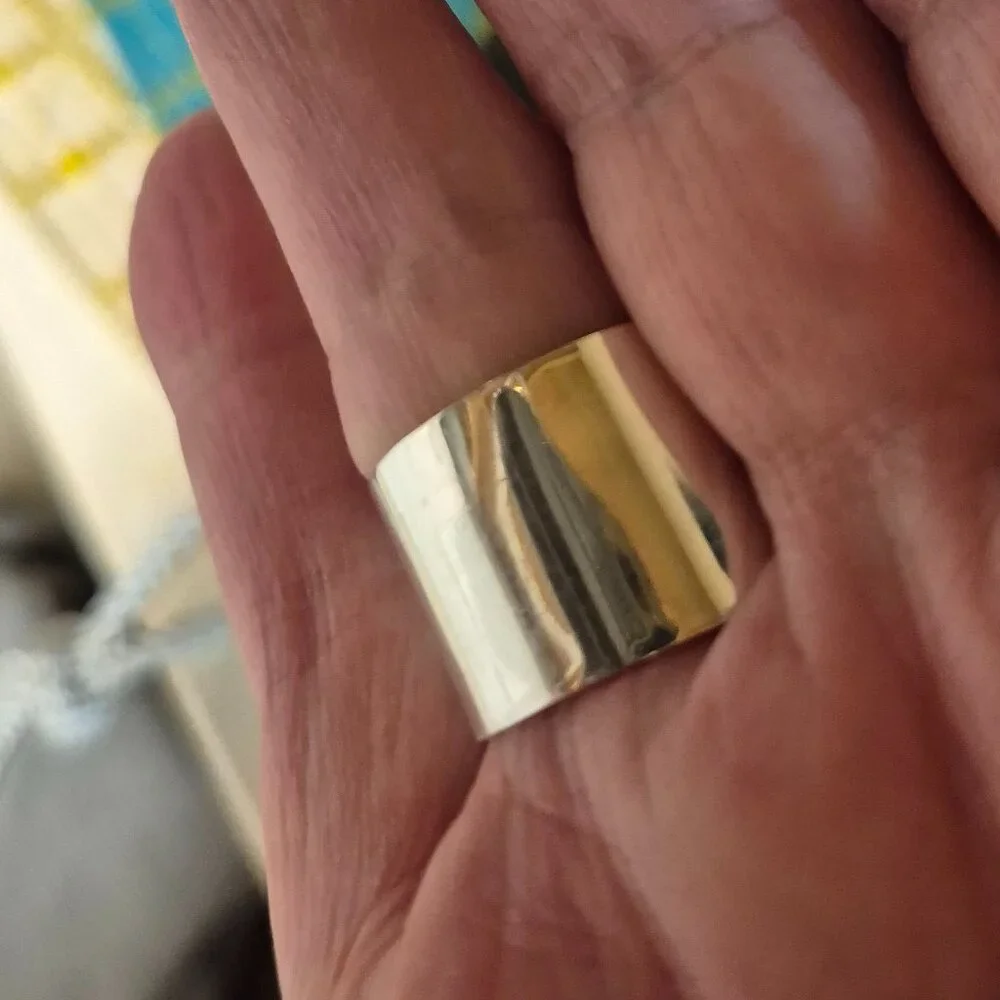 STERLING SILVER Adjustable RING with Copper Accent on front.. - Picture 5 of 8